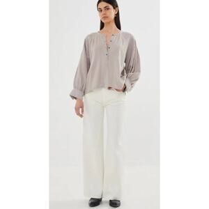 Rabens Saloner Sabina Canvas Drill Pant •M• Off White Trousers Loose Baggy